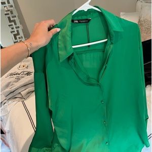 Zara green blouse